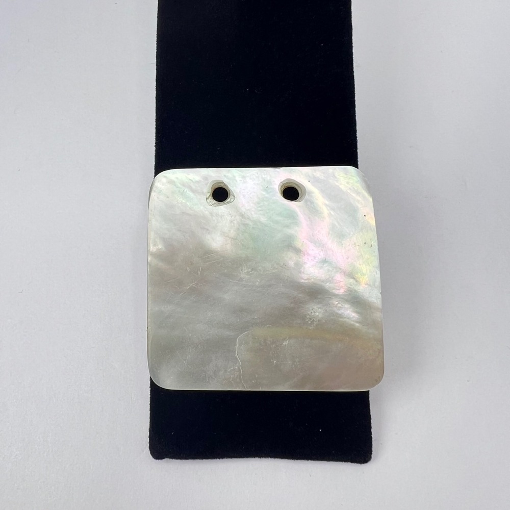 Antique Mother of Pearl Square Buckle Statement Button Sewing Iridescent Shell